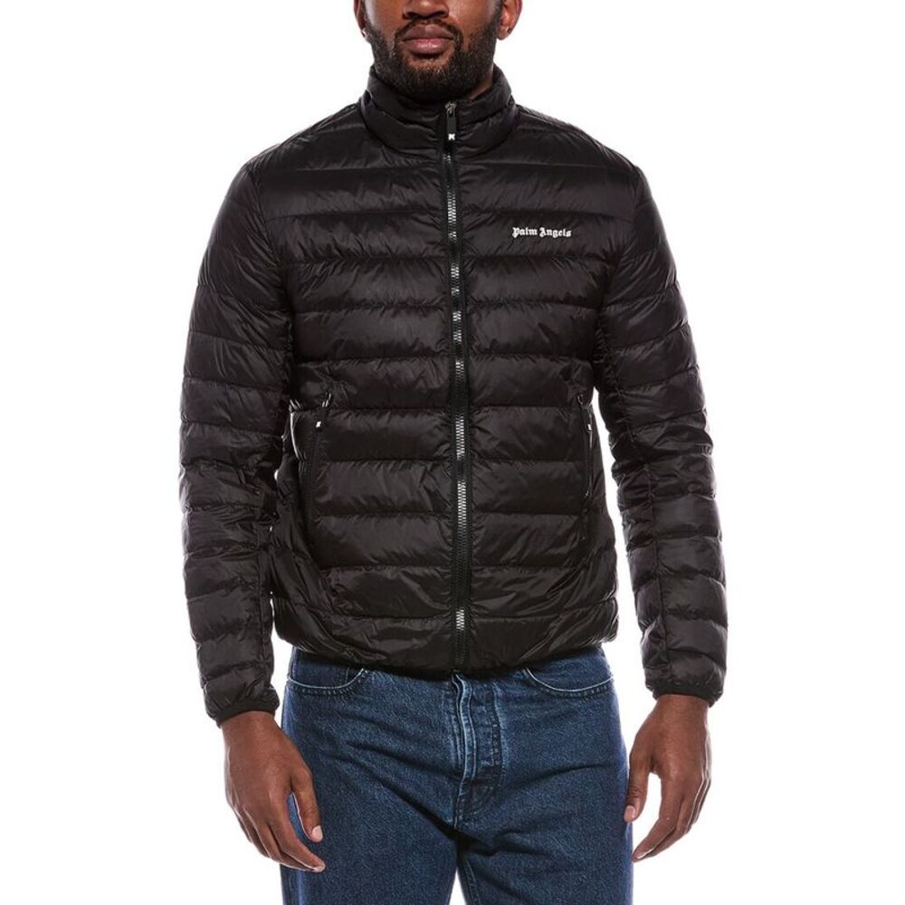 Palm Angels Mens Down Quilted Jacket, Black